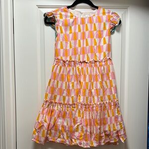Crewcuts Orange and White Ruffled Tiered Sundress